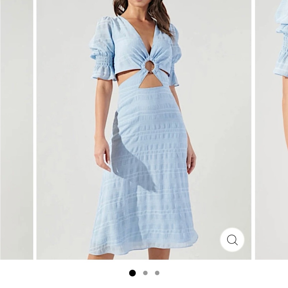 Sugarlips Light Blue Cutout Midi Dress with Ring Detail
